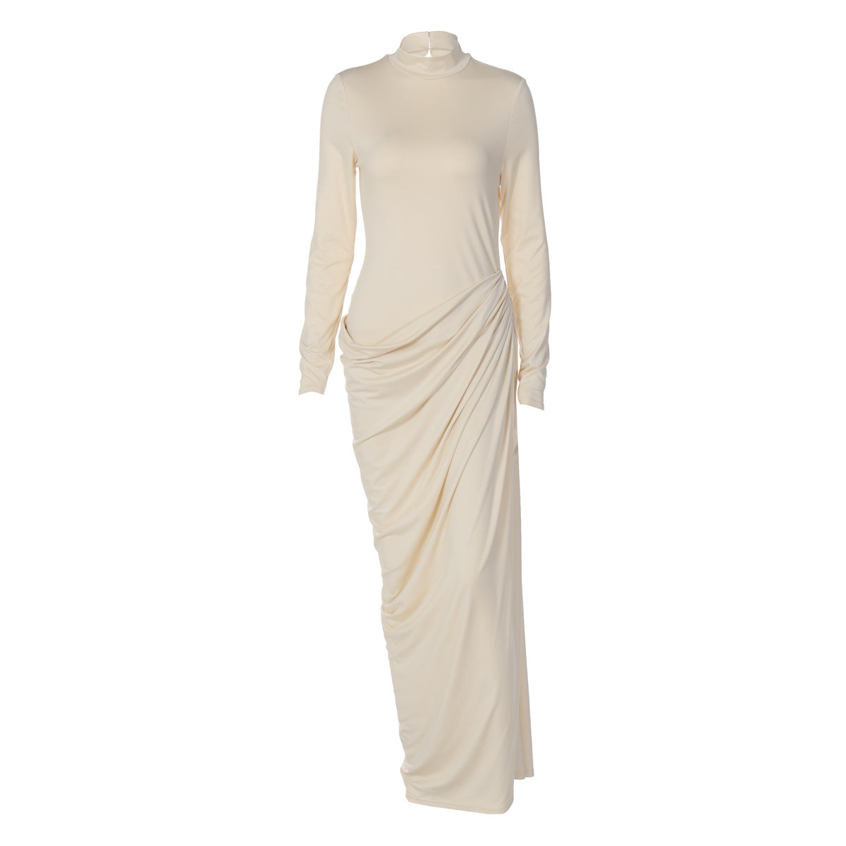 French Slim Fit Backless Button Dress