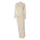 French Slim Fit Backless Button Dress