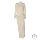 French Slim Fit Backless Button Dress