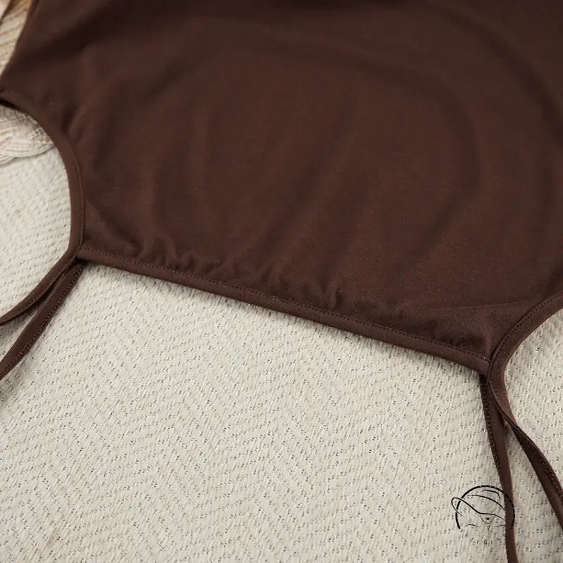 Brown spaghetti strap top from comfortable knitted pajamas