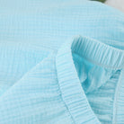 Light blue quilted langry fashion pajamas with ruffled cotton crepe edge