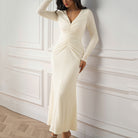 Long-sleeved white Beautiful Knitted Dress perfect for fashionable ملابس choices