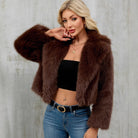 Cozy faux fur cropped jacket with long sleeves in Langry fashion