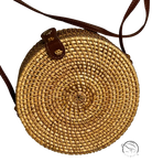 Stylish sustainable rattan crossbody bag with leather strap