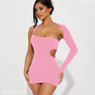 Pink one-shoulder mini dress from Vetements, perfect for a stylish party or event