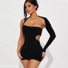 Black one-shoulder mini dress from Vetements perfect for a stylish party look