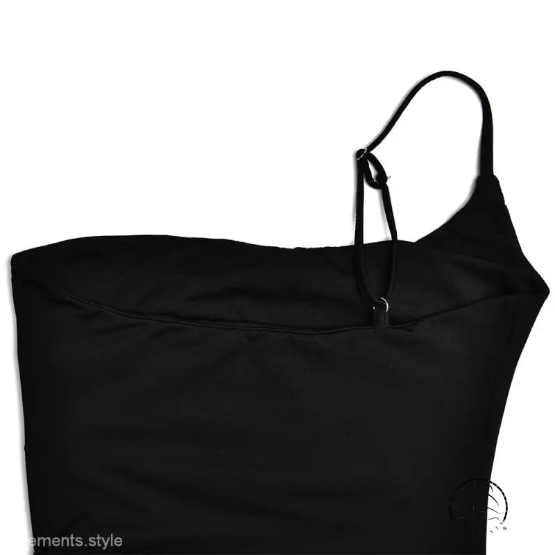 Black single shoulder cami dress for summer parties