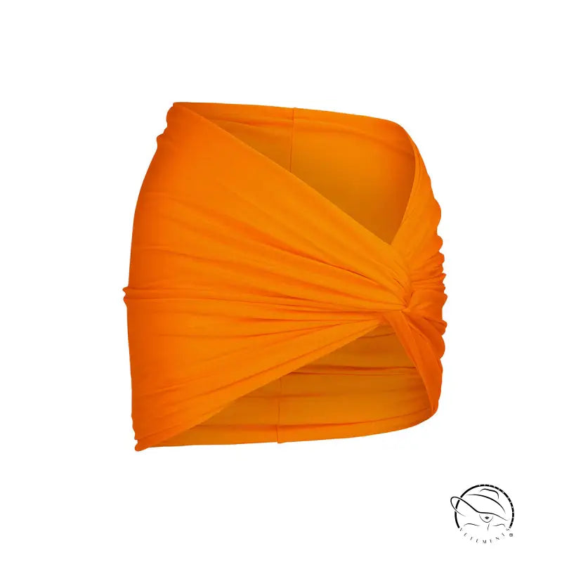 Orange twisted mini skirt paired with Boho Bikini Rope Halter Top for a sexy summer look