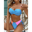 Color-blocked bikini featuring cup orange pink and strap for hard bag bikini