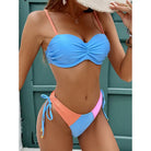Colorful two-piece hard bag bikini with cup orange pink and stylish strap design