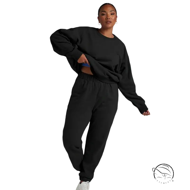 Black long sleeve sweater from Casual Cozies Two-Piece set with trousers