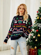 Casual Long Sleeve Christmas Tree Sweater Pullover for Fall/Winter featuring festive design