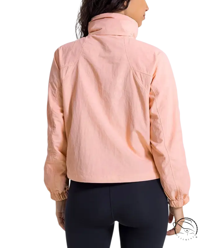 Pearlescent white albumin casual loose nylon jacket with high collar