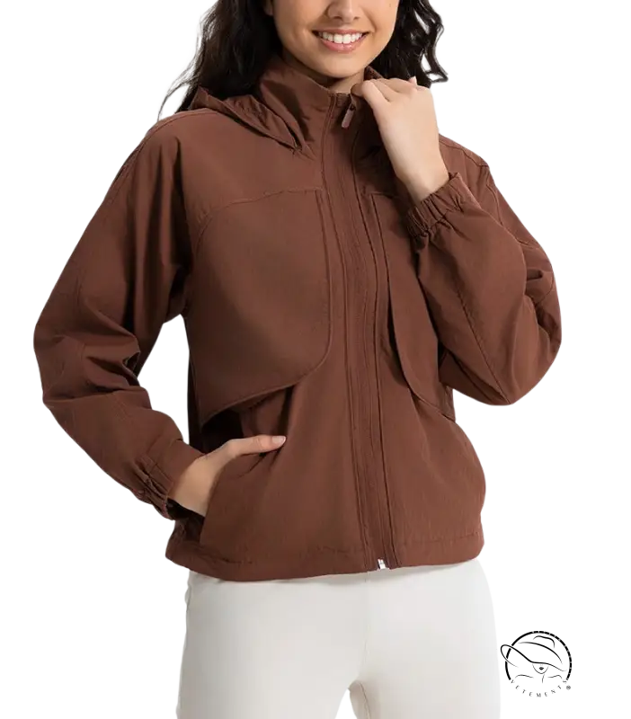 Pearlescent white albumin casual loose nylon hooded jacket