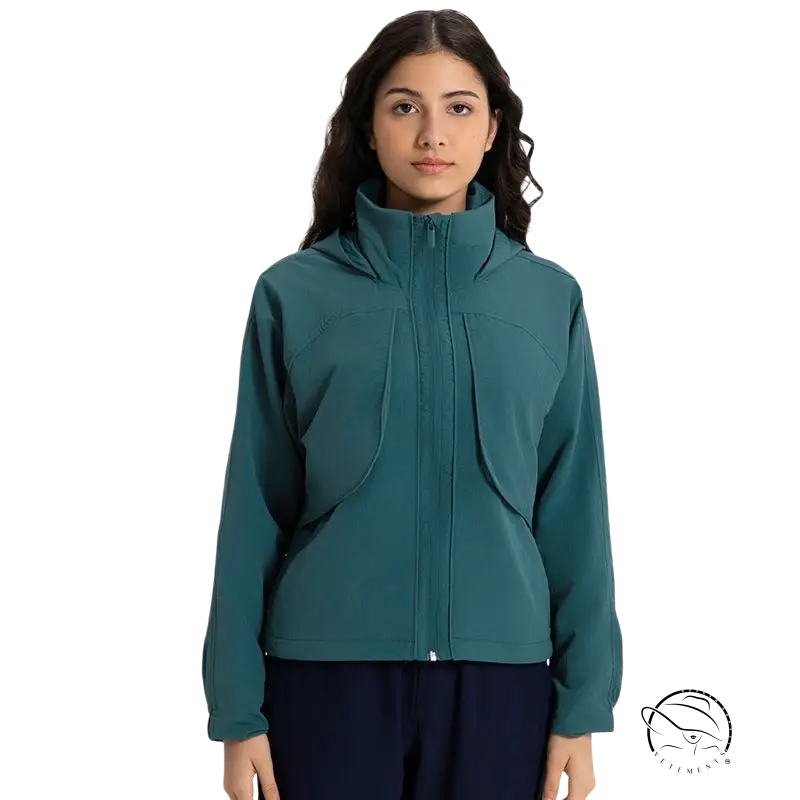 Pearlescent white albumin casual loose nylon zip-up jacket