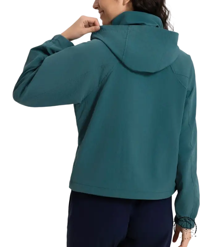 Pearlescent white albumin casual loose nylon hooded jacket