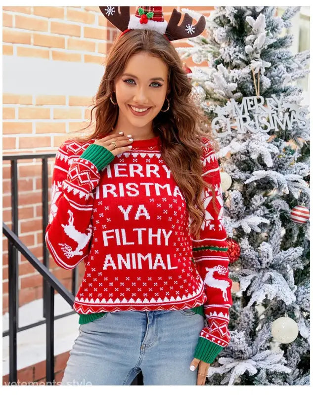 CASUAL ROUND NECK CHRISTMAS SWEATER-VETEMENTS 