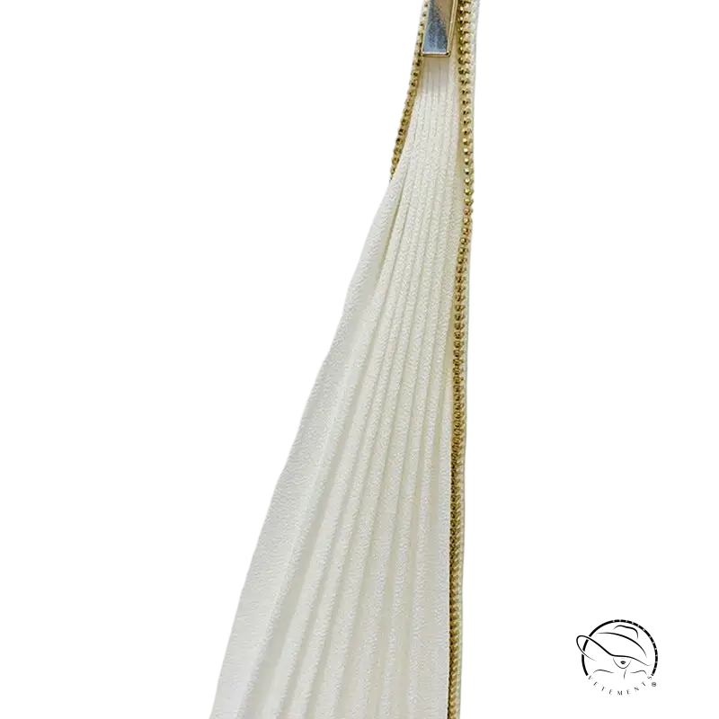 White pleated fabric with gold zipper on Clara Blazer Suit