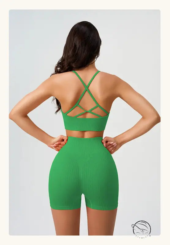 Comfy high waist yoga shorts in peach blossom pink and dark coffee color