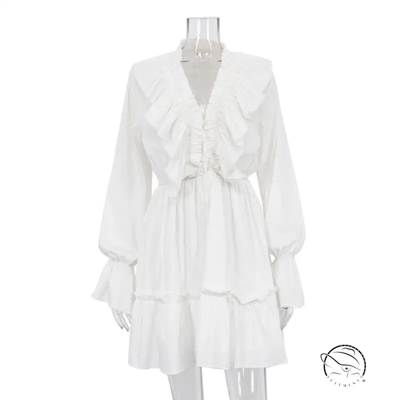 COMFY RUFFLED WHITE DRESS-VETEMENTS 