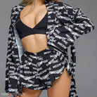 Black and white Meow One pattern pajama set from Comfy Vetements Pajamas with free shipping