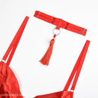 Coral Red Polyester Lingerie Suit featuring a sexy lingerie suit design with tassels