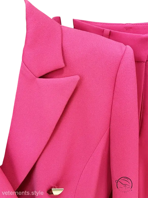 Coral Red Slim Blazer Suit featuring a stylish bright pink design and long sleeves