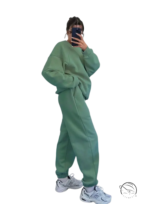 Mint green cozy threads trousers suit with joggers and sweatshirt