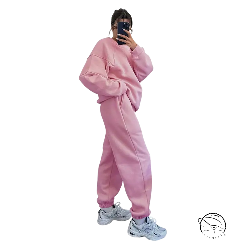 Pink cozy threads trousers suit with oversized sweatshirt and joggers