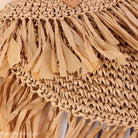Woven straw Semicircle Tassel Shoulder Bag with fringe and unique maintenance care