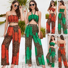 Elegant Animal Print Backless Halter Top in Women’s Two-Piece Casual Knitted Set