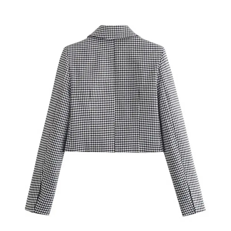 Elegant Casual Small Plaid Blazer, a stylish French casual blazer for spring and fall
