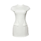 Elegant High Waist Short Dress with Pockets, a sexy high waist mini dress for summer