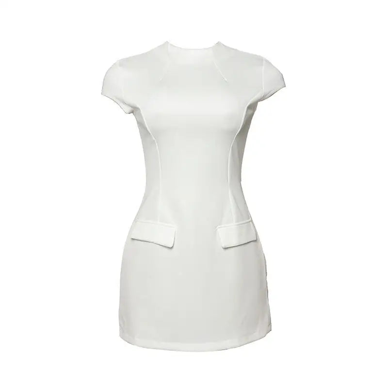 Elegant High Waist Short Dress with Pockets, a sexy high waist mini dress for summer