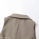 Taupe sleeveless blazer in Elegant High Waist Three Piece Suit ensemble for sophisticated style