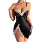 Elegant ice silk nightdress with lace and tulle details, perfect for luxurious silk pajamas