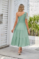ONE SHOULDER PLEATED LAYERED SLIT DRESS-VETEMENTS 