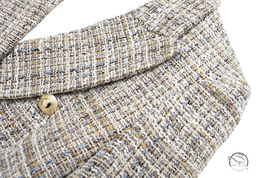 Elegant Loose Houndstooth Blazer featuring a lapel and gold button for stylish office wear