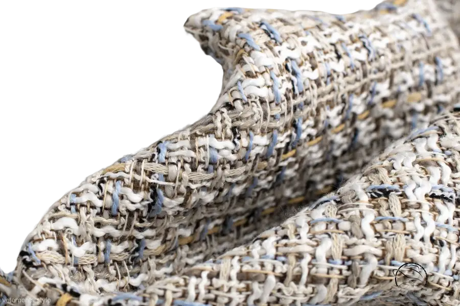 Woven fabric showcasing a textured multi-colored tweed for a loose houndstooth blazer