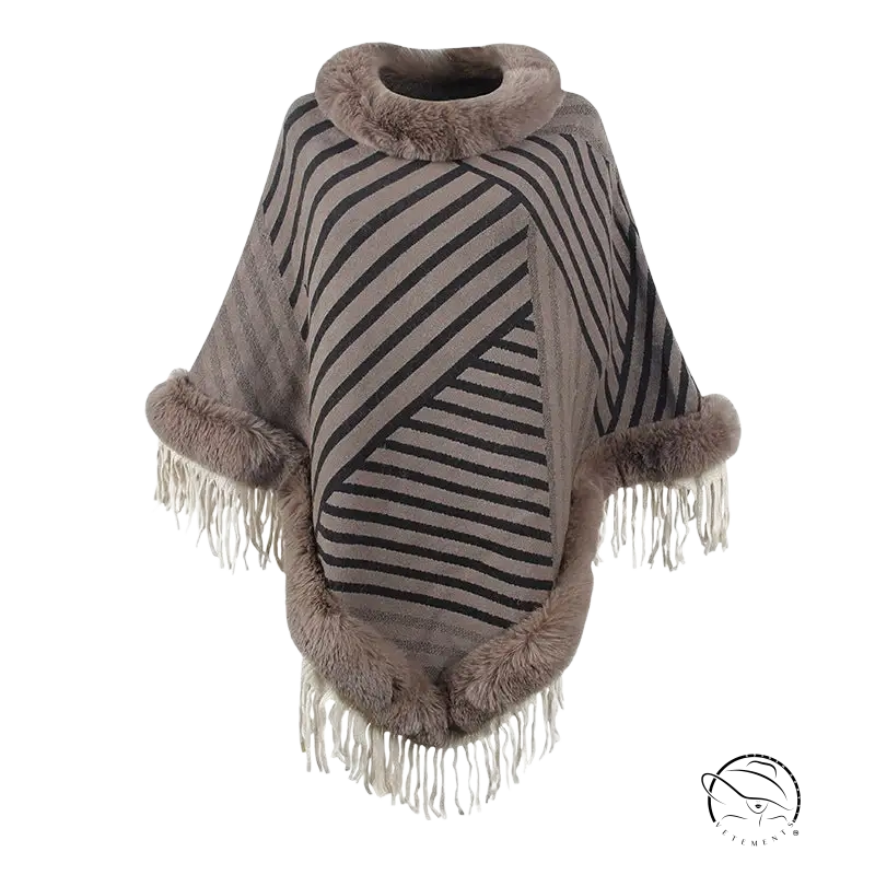 FUR COLLAR PULLOVER KNITTED CAPE-VETEMENTS 