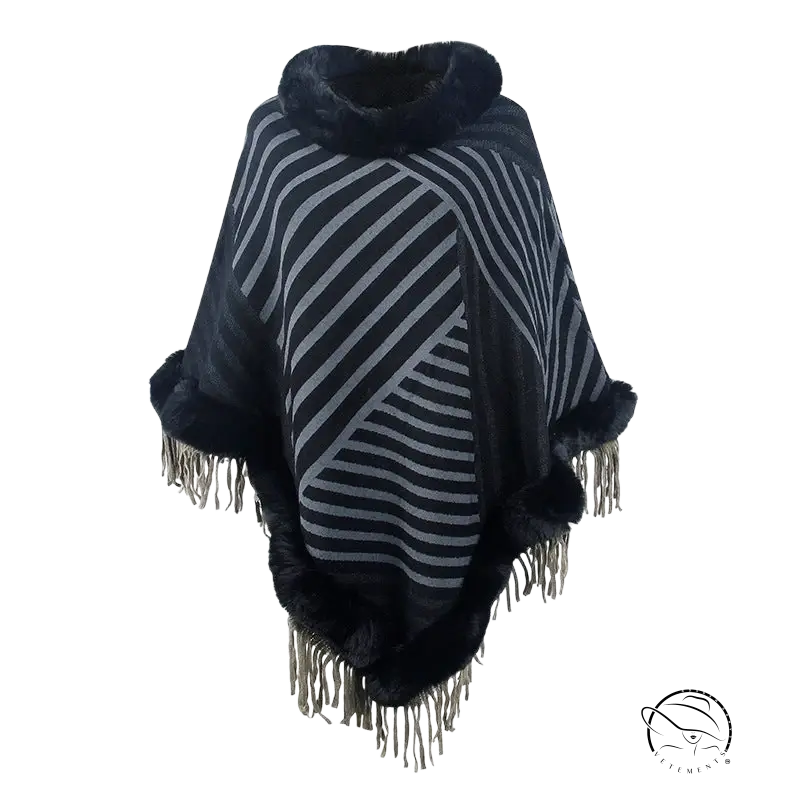 FUR COLLAR PULLOVER KNITTED CAPE-VETEMENTS 