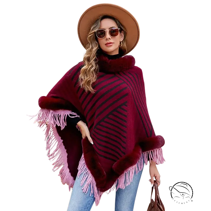 FUR COLLAR PULLOVER KNITTED CAPE-VETEMENTS 