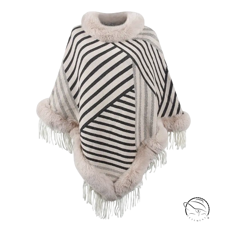 FUR COLLAR PULLOVER KNITTED CAPE-VETEMENTS 