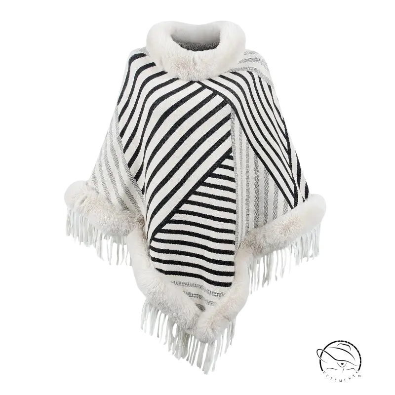 FUR COLLAR PULLOVER KNITTED CAPE-VETEMENTS 