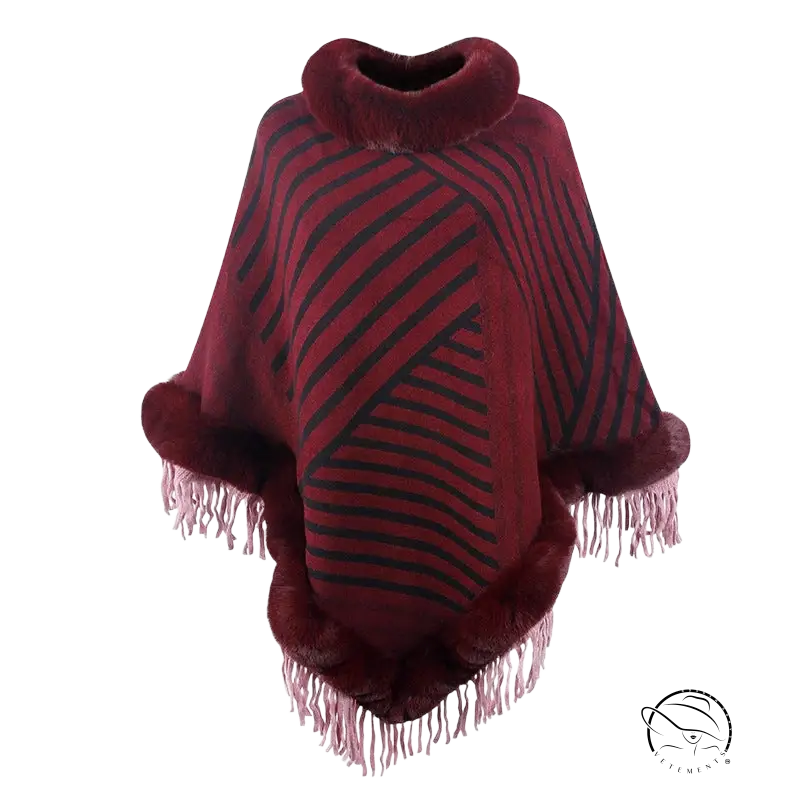 FUR COLLAR PULLOVER KNITTED CAPE-VETEMENTS 
