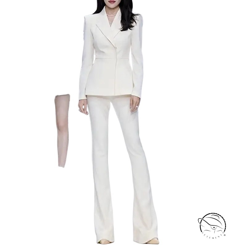 Elegant office brand cream-colored womens pantsuit set