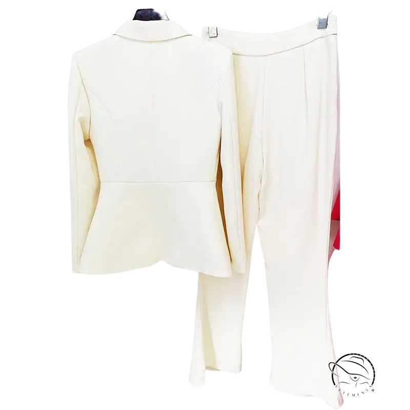 Elegant office brand cream-colored women’s haya suit set