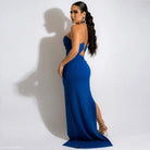 Elegant blue strapless gown, perfect slim fit dress for year events and parties