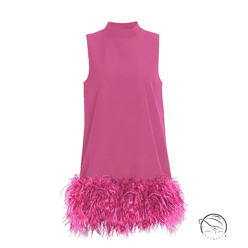 AUSTRALIAN STITCHING HEM FEATHER DRESS-VETEMENTS 