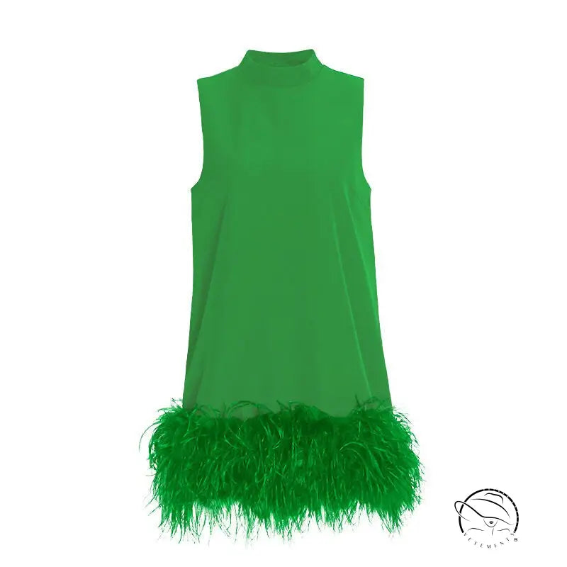 AUSTRALIAN STITCHING HEM FEATHER DRESS-VETEMENTS 